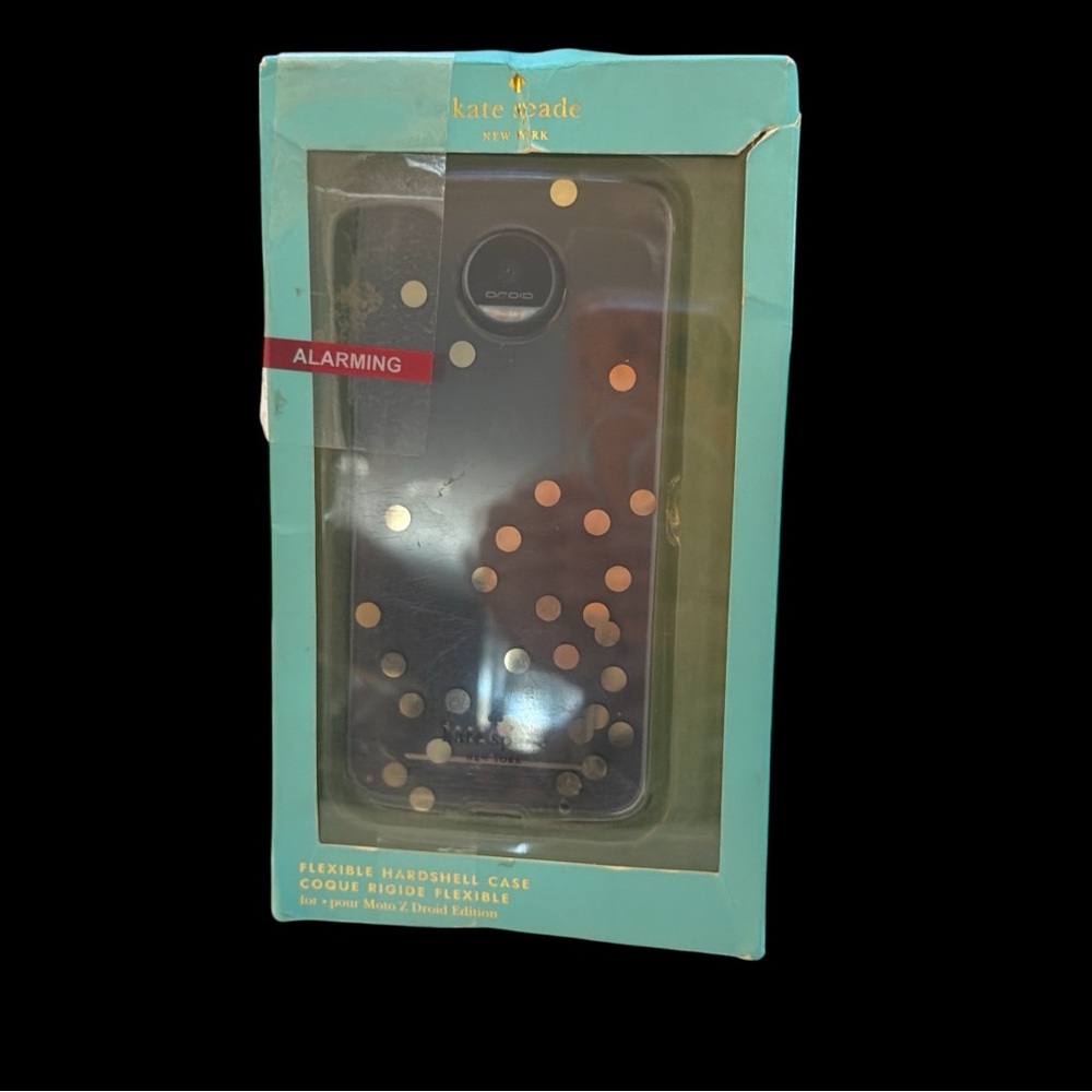 Kate Spade Metallic Clear & Gold Dot Phone Case New MOTO Z DROID